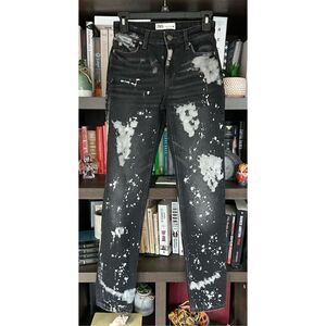 Zara The Bleached Jeans Mid-Rise Slim Charcoal Size US 0